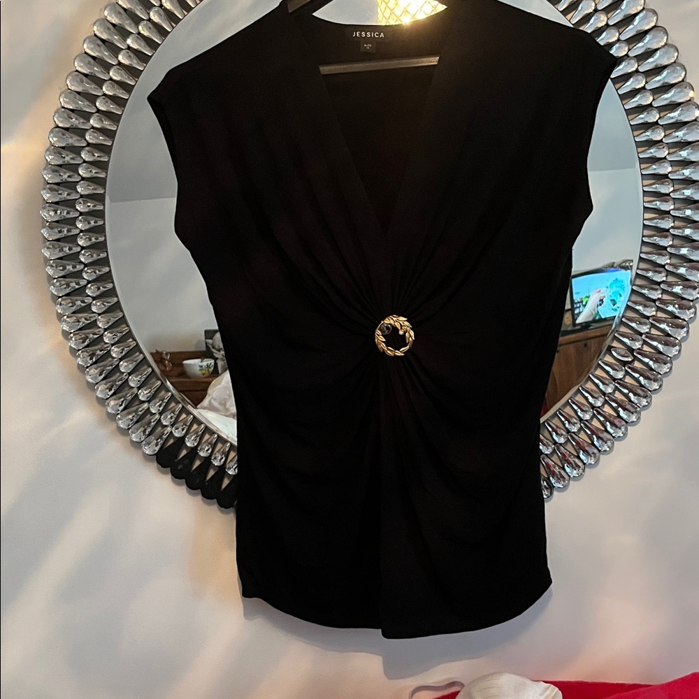 Jessica Black Blouse with Gold Detail